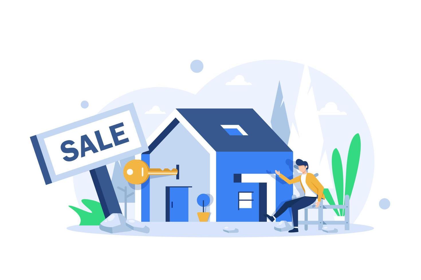 Real estate business concept with houses. Vector illustration