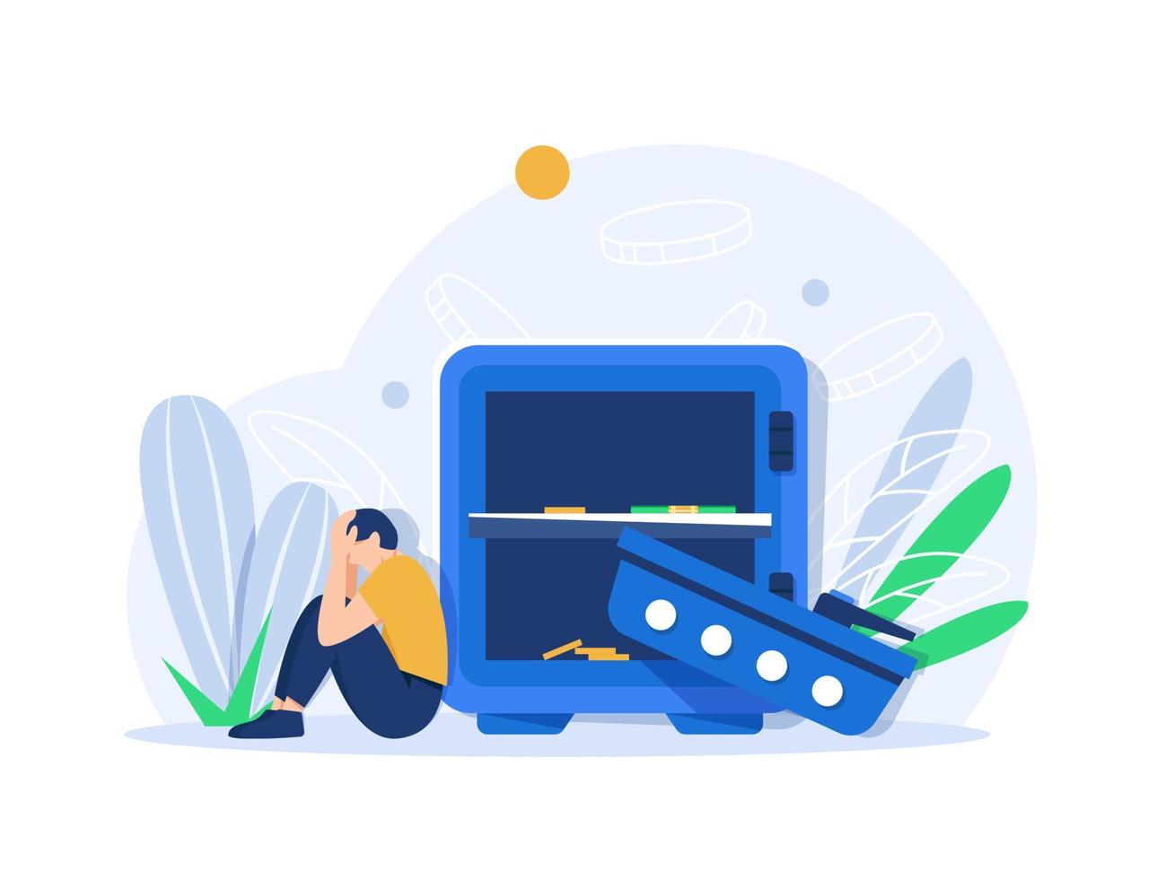financial planning failure,bankrupts,flat design icon vector illustration