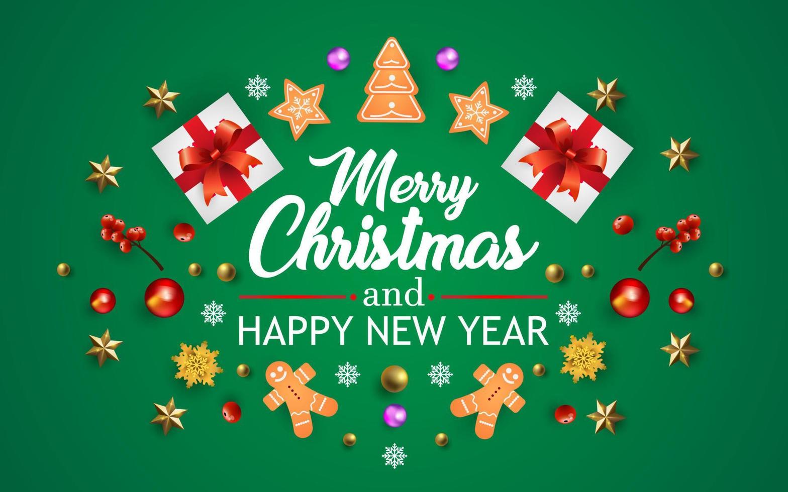 Merry Christmas and Happy New Year. Christmas background with decoration vector