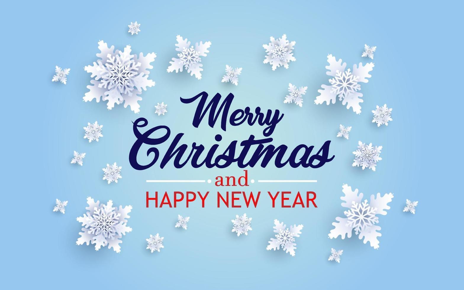 vMerry Christmas and Happy New Year. Christmas background with snowflakes vector