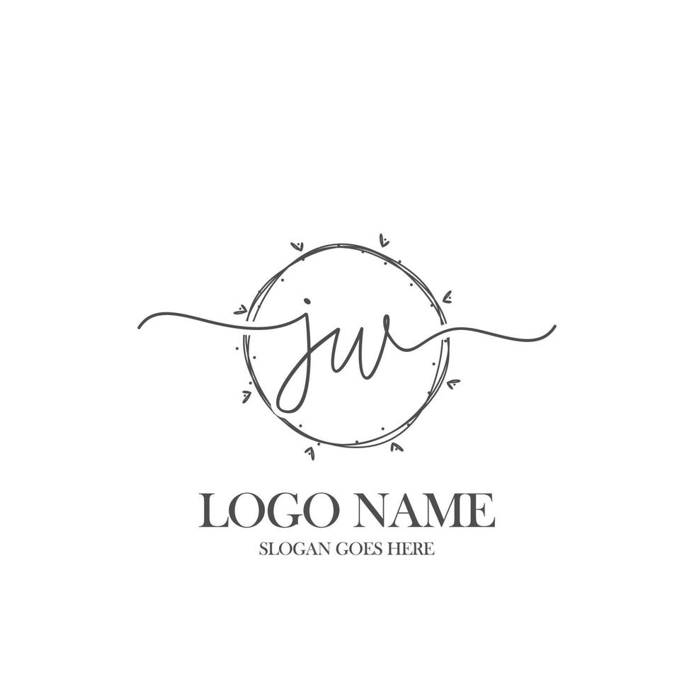 Initial JW beauty monogram and elegant logo design, handwriting logo of initial signature, wedding, fashion, floral and botanical with creative template. vector