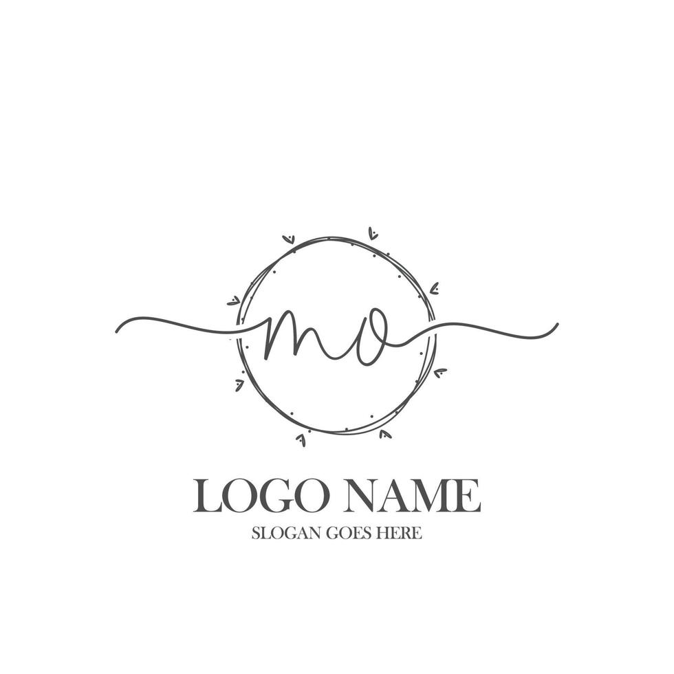 Initial MO beauty monogram and elegant logo design, handwriting logo of initial signature, wedding, fashion, floral and botanical with creative template. vector