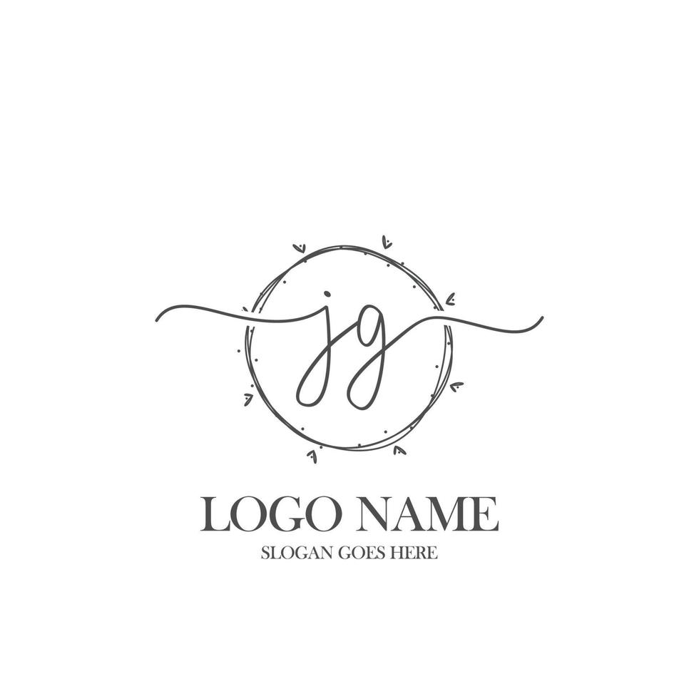 Initial JG beauty monogram and elegant logo design, handwriting logo of initial signature, wedding, fashion, floral and botanical with creative template. vector