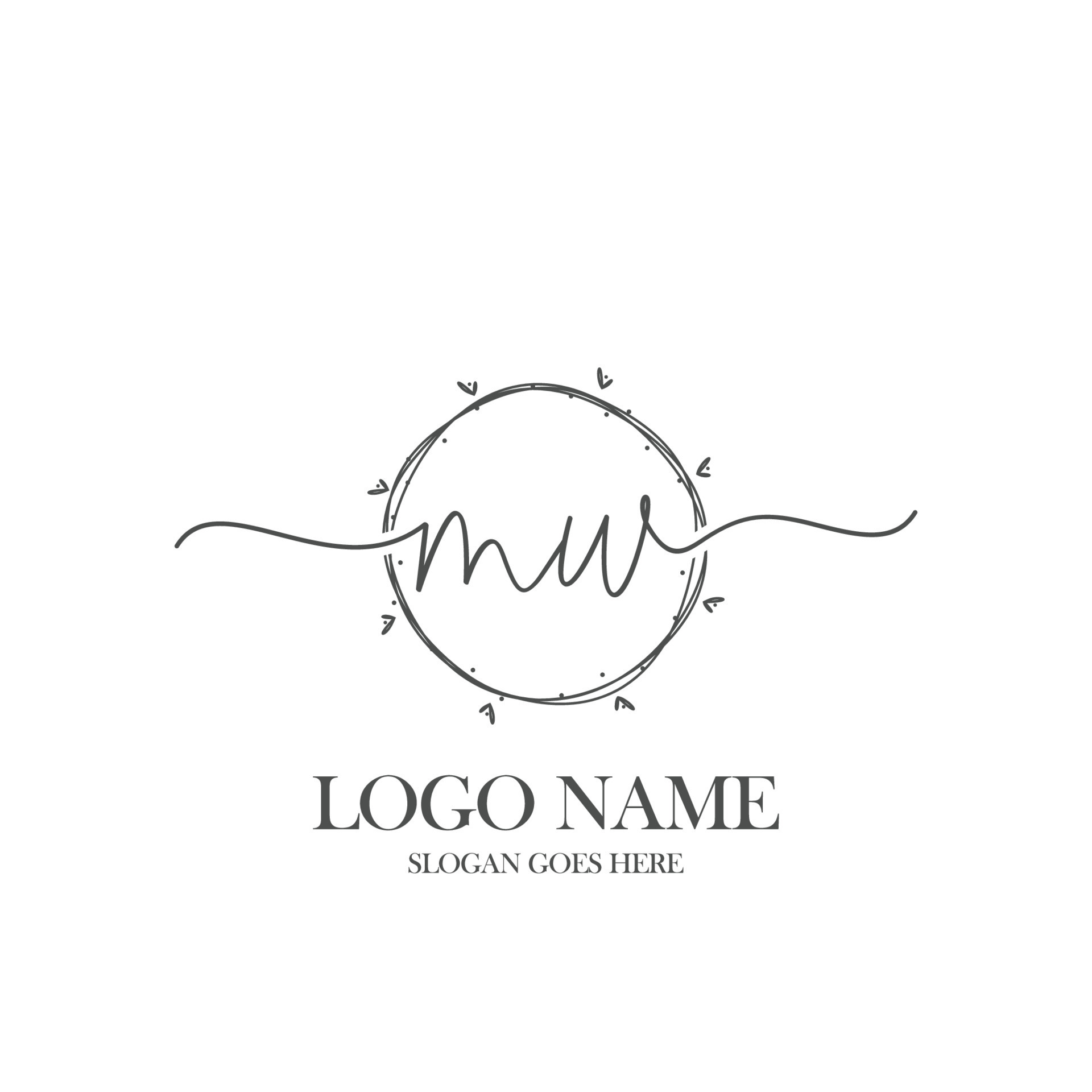 MW Beauty Monogram And Elegant Logo Design Handwriting Logo Of