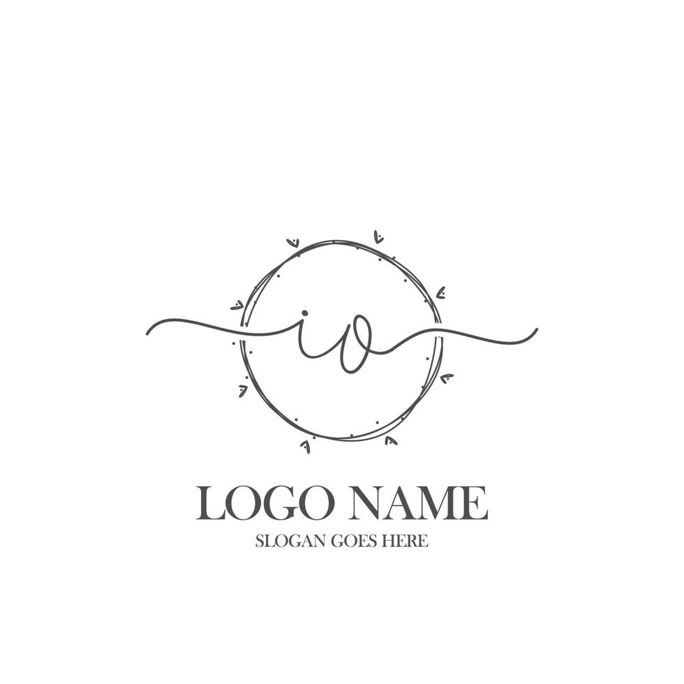 Initial IO beauty monogram and elegant logo design, handwriting logo of initial signature, wedding, fashion, floral and botanical with creative template. vector