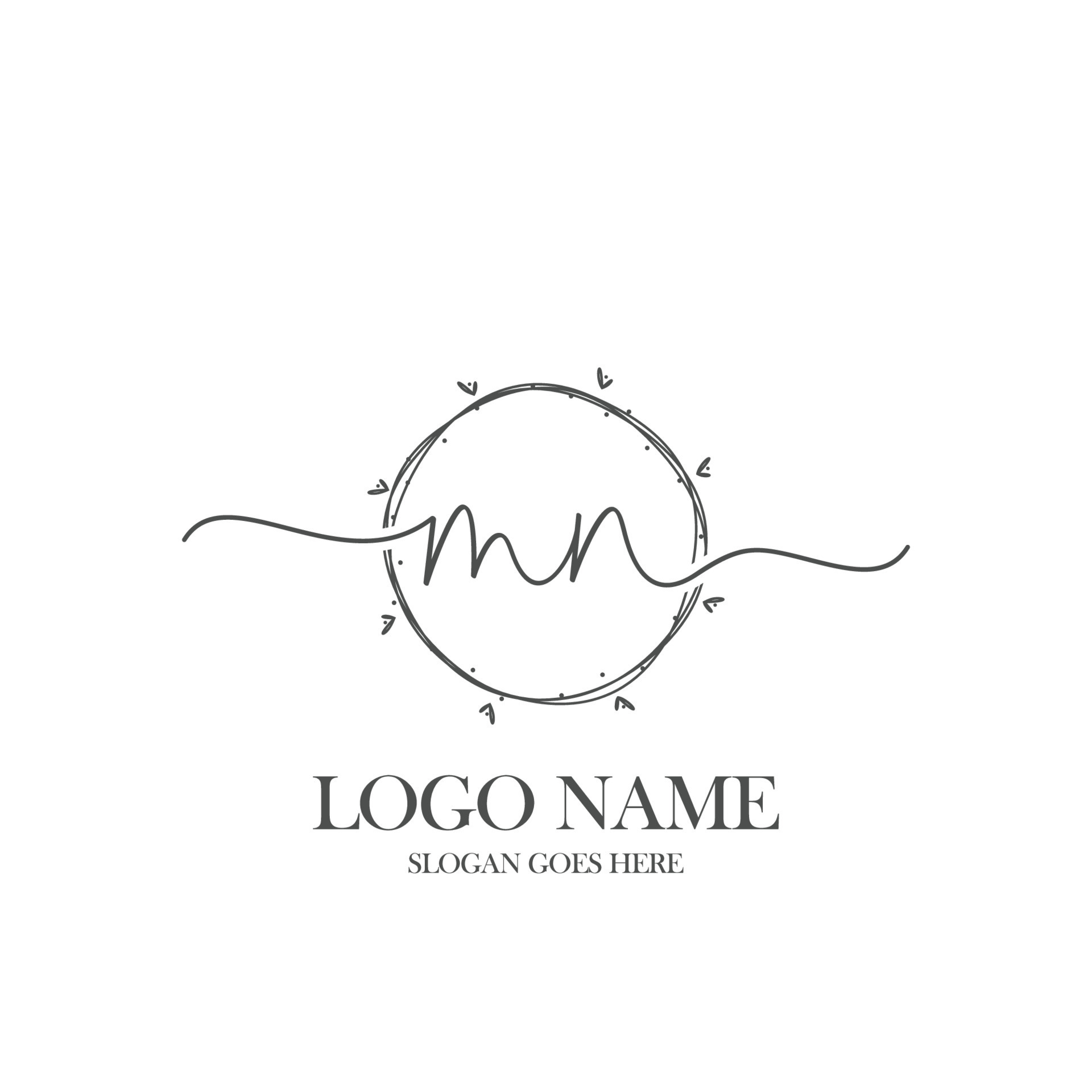 Initial mn beauty monogram and elegant logo design