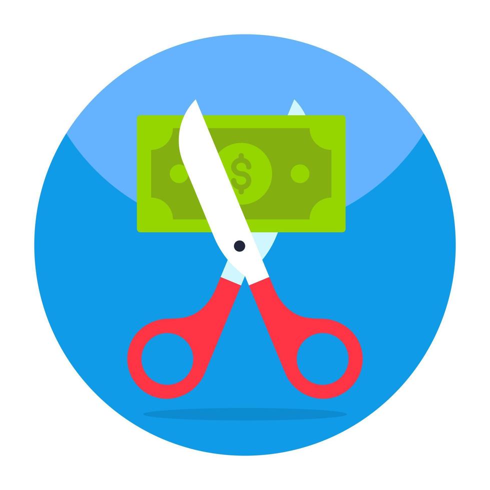 Banknote with scissors showcasing cut price vector