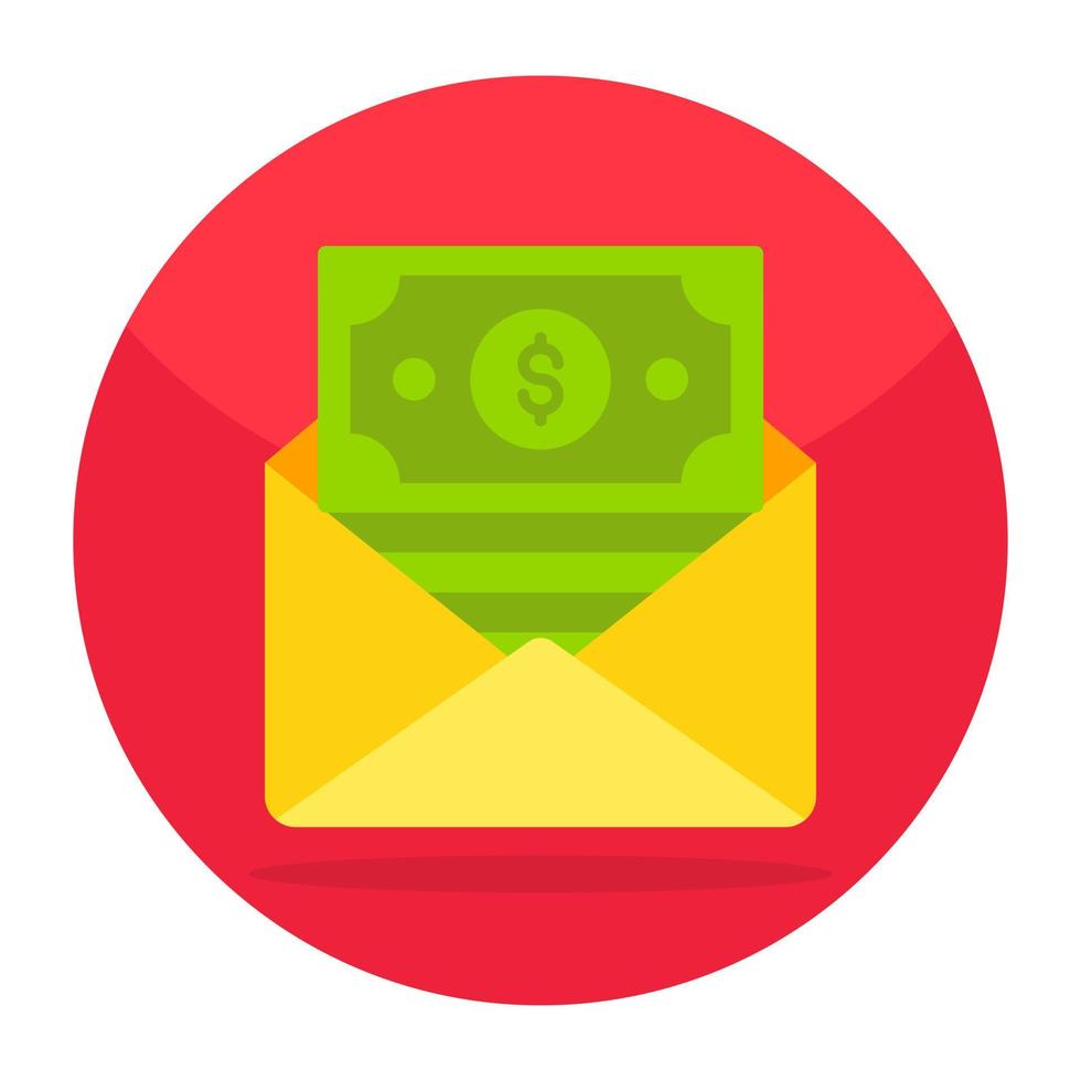 Money envelope icon in flat design vector