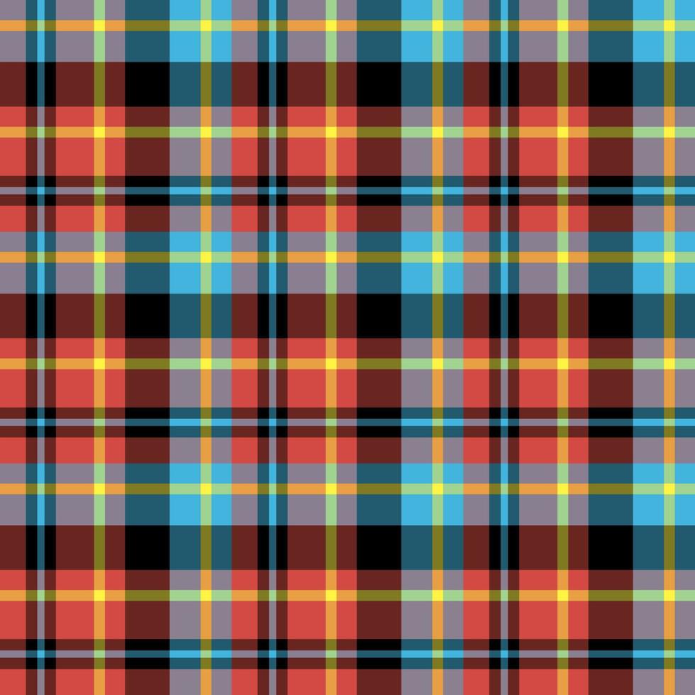 Seamless pattern in interesting bright red, yellow, black and blue colors for plaid, fabric, textile, clothes, tablecloth and other things. Vector image.