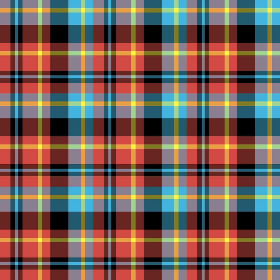 Seamless pattern in interesting bright red, yellow, black and blue colors for plaid, fabric, textile, clothes, tablecloth and other things. Vector image.