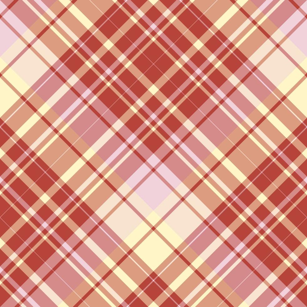 Seamless pattern in interesting red, light pink and yellow colors for plaid, fabric, textile, clothes, tablecloth and other things. Vector image. 2