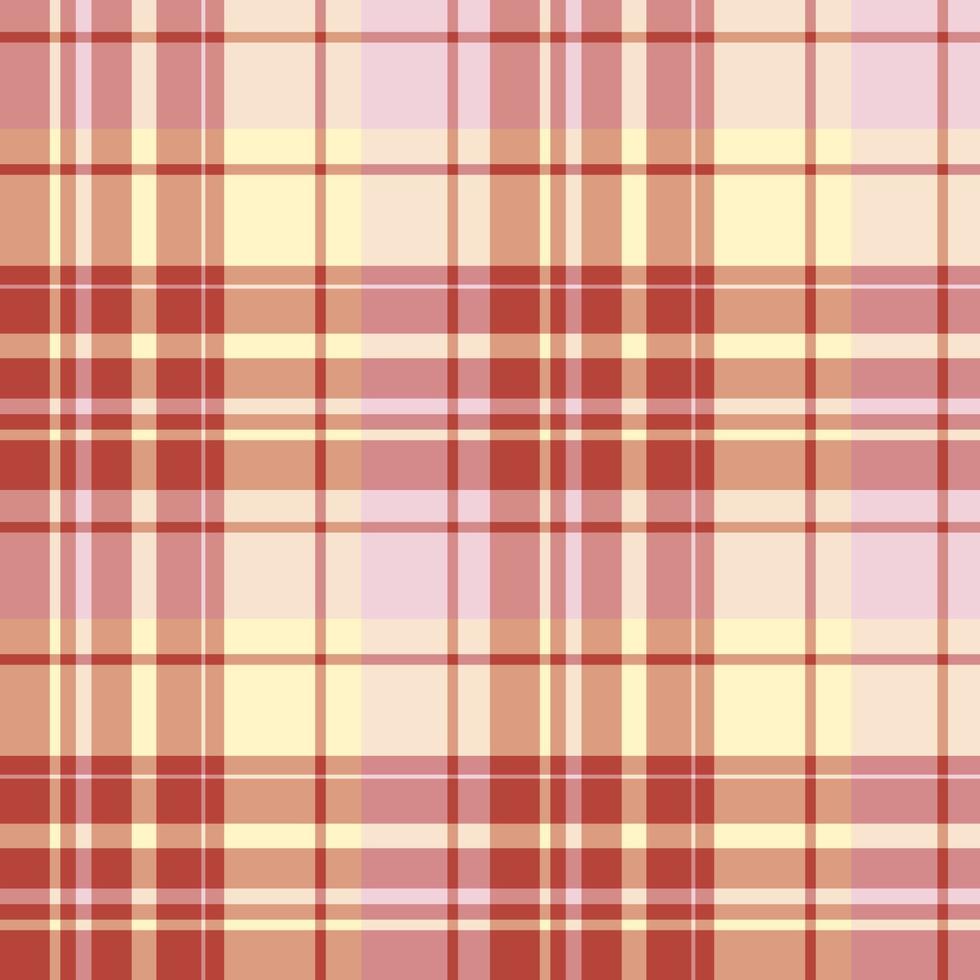 Seamless pattern in interesting red, light pink and yellow colors for plaid, fabric, textile, clothes, tablecloth and other things. Vector image.