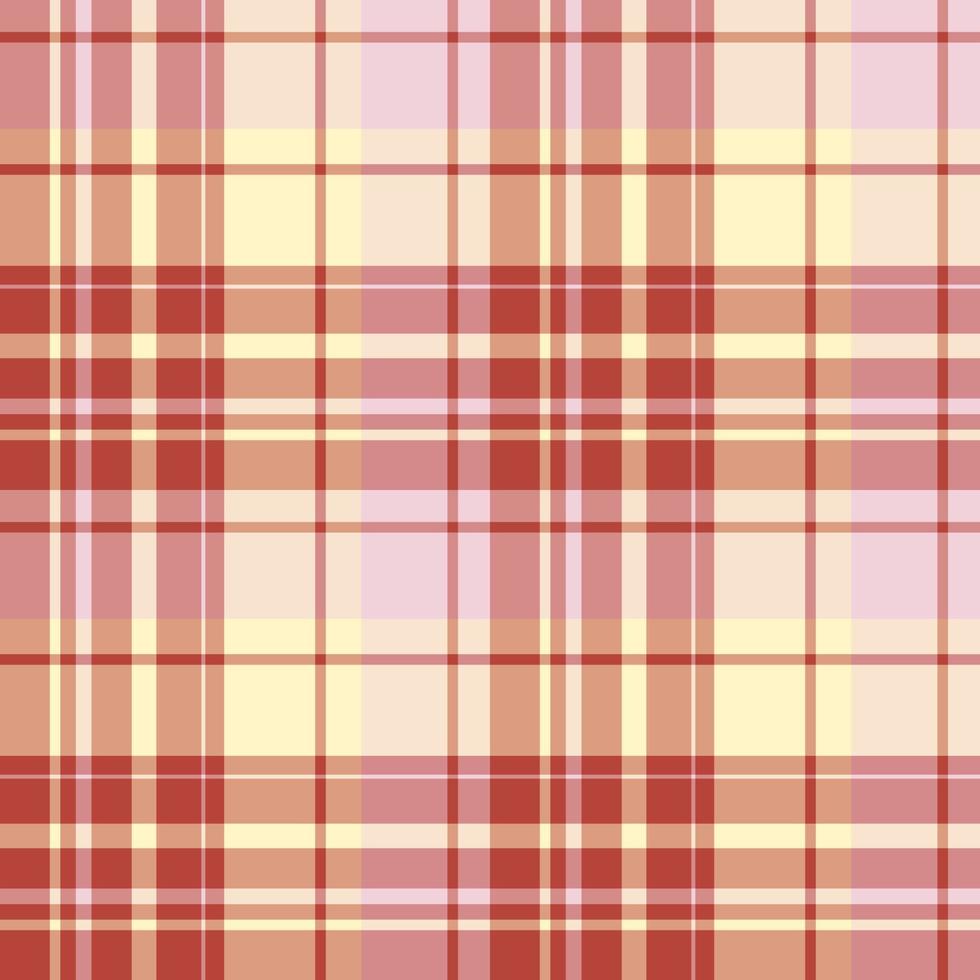 Seamless pattern in interesting red, light pink and yellow colors for plaid, fabric, textile, clothes, tablecloth and other things. Vector image.