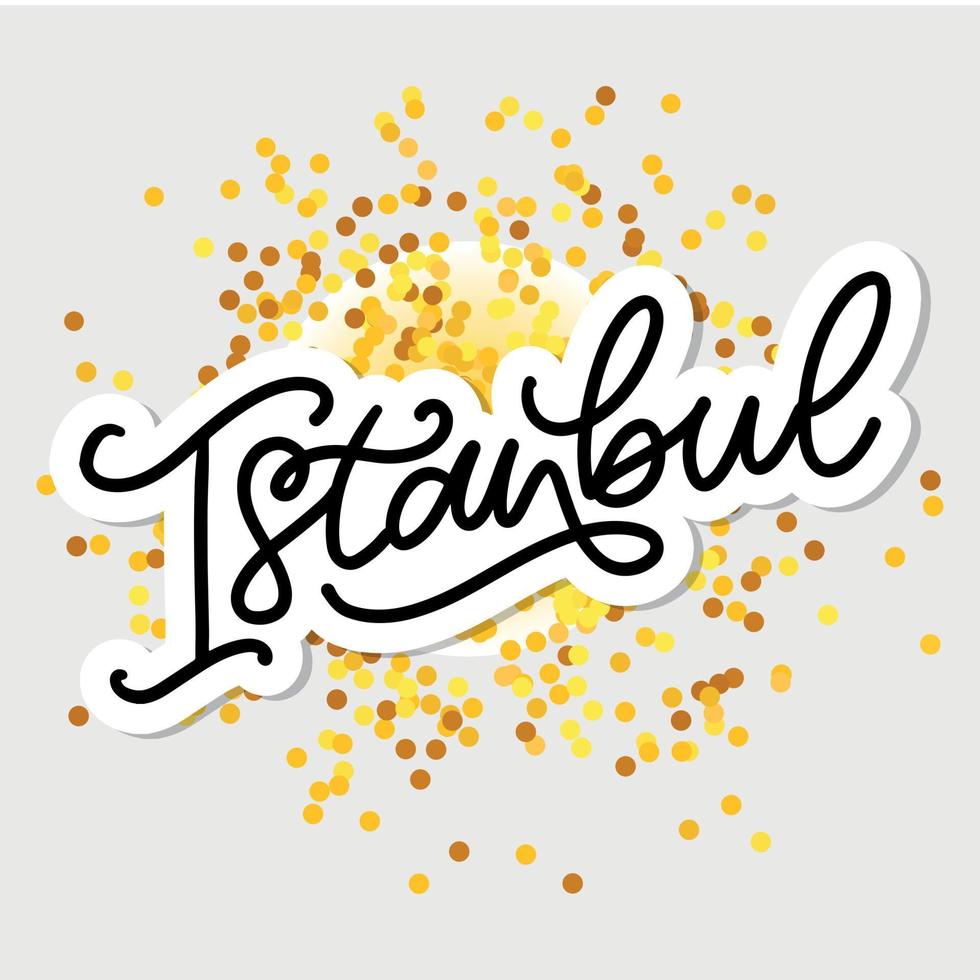 Estanbul. letras a mano. logotipo vectorial de estambul en color negro con gaviotas sobre fondo blanco. productos de recuerdo, emblema de pancarta, blog de viajes en redes sociales, folleto, volante. ilustración digital. vector