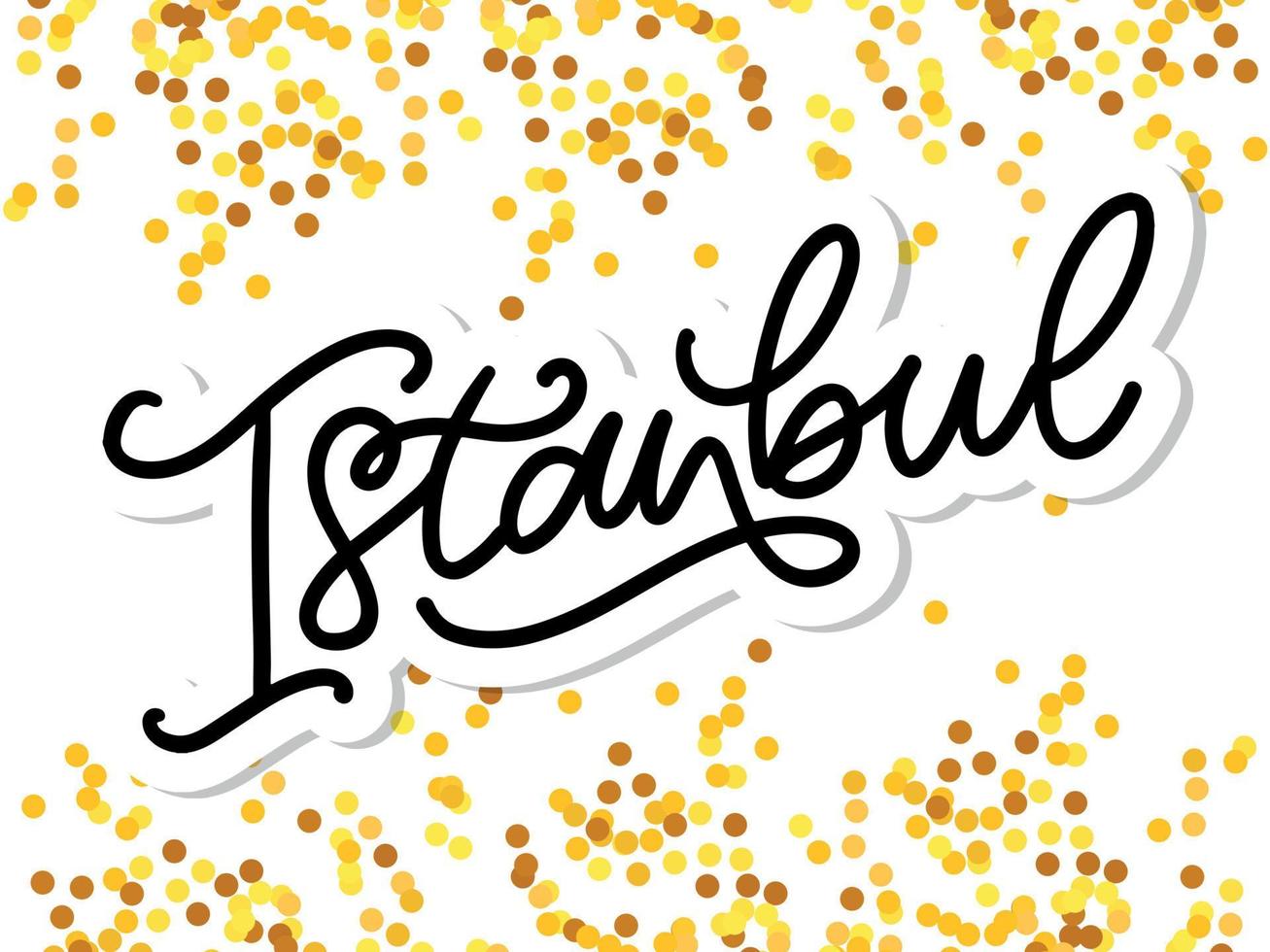 Estanbul. letras a mano. logotipo vectorial de estambul en color negro con gaviotas sobre fondo blanco. productos de recuerdo, emblema de pancarta, blog de viajes en redes sociales, folleto, volante. ilustración digital. vector