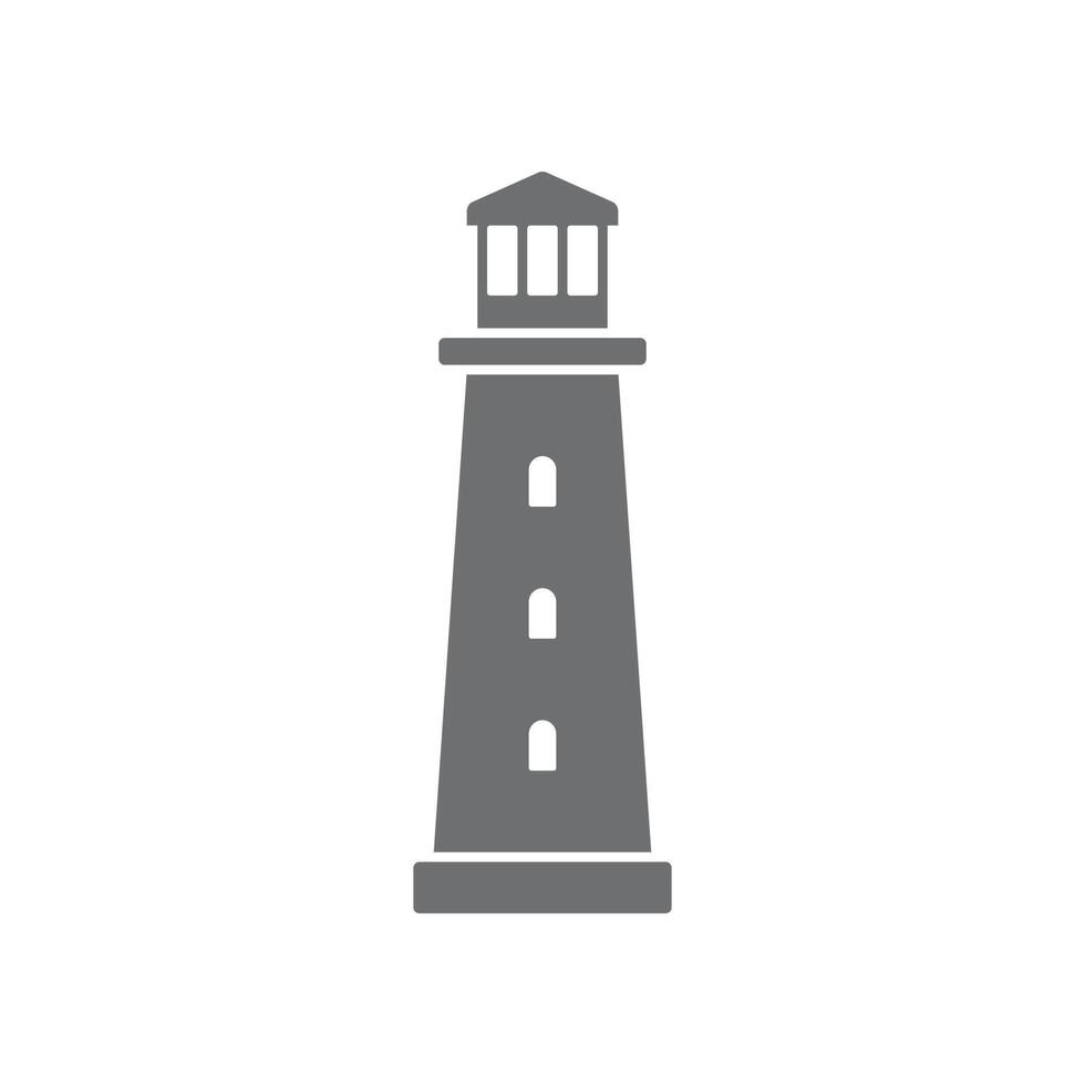 eps10 grey vector lighthouse tower building icon isolated on white background. Searchlight Island Beach Coast symbol in a simple flat trendy modern style for your website design, logo, and mobile