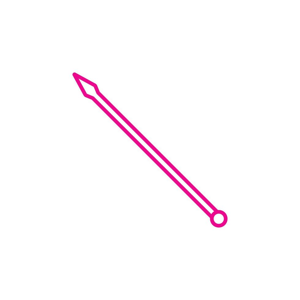 eps10 icono de contorno de lanza de vector rosa aislado sobre fondo blanco. arma de lanza medieval con símbolo de cabeza puntiaguda en un estilo moderno y plano simple para el diseño de su sitio web, logotipo y aplicación móvil
