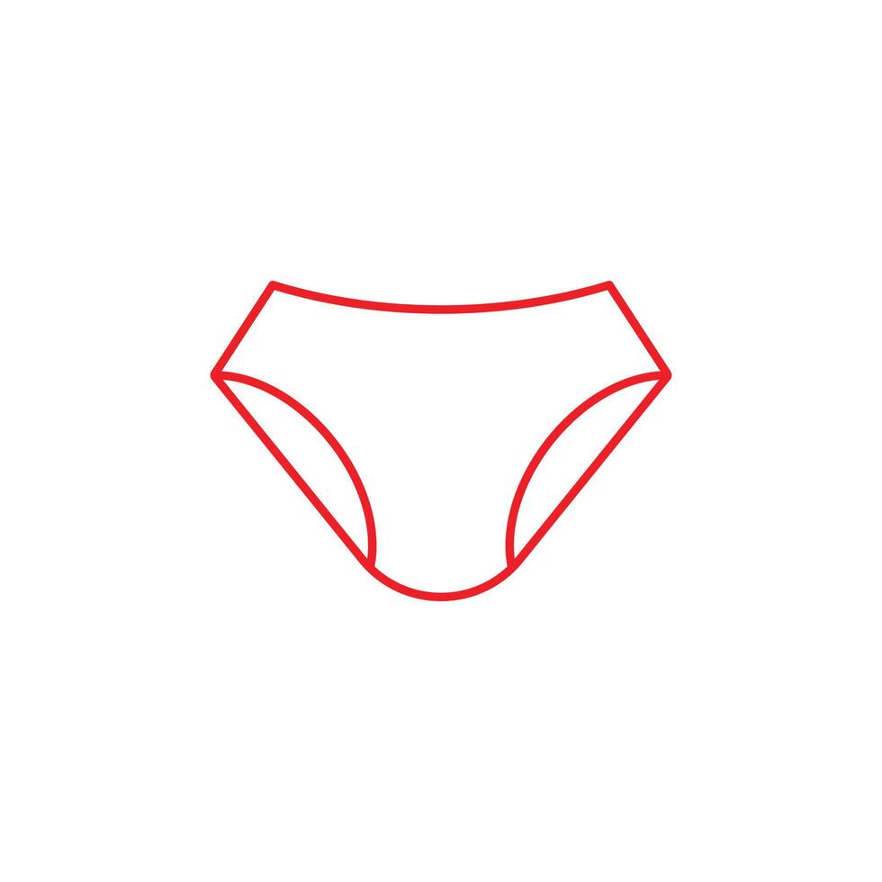 eps10 red vector man or woman underwear line art icon isolated on white  background. Underwear Pants