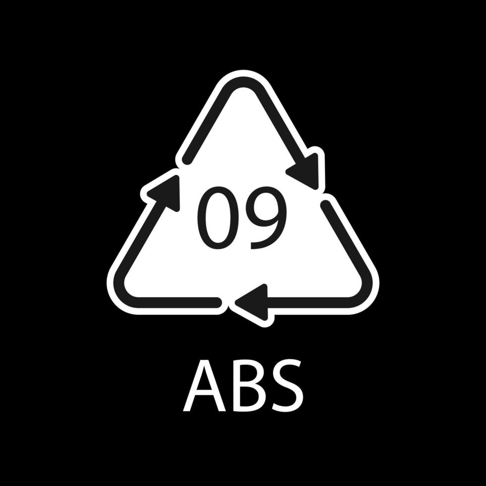 Plastic recycle symbol ABS 9 vector icon. Plastic recycling code ABS 09