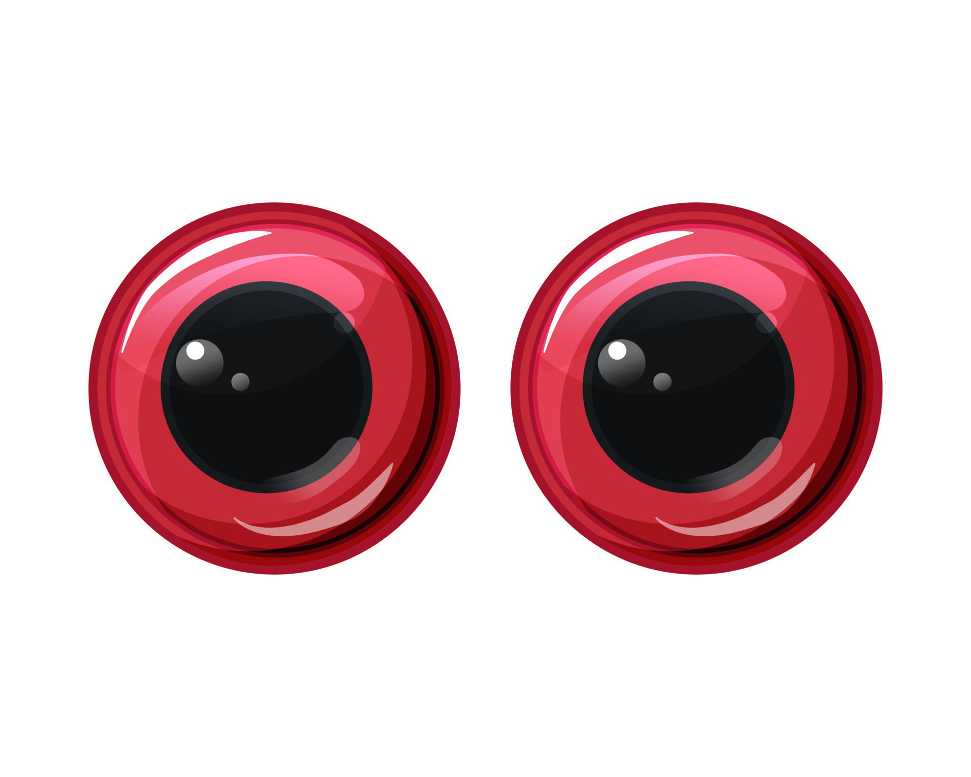 Red plastic toy eyes. Fun safe toys. Vector cartoon illustration