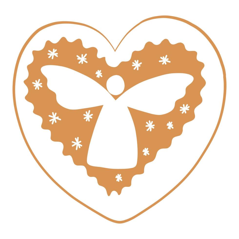 vector Christmas gingerbread in the form of a heart with an angel made of glaze.