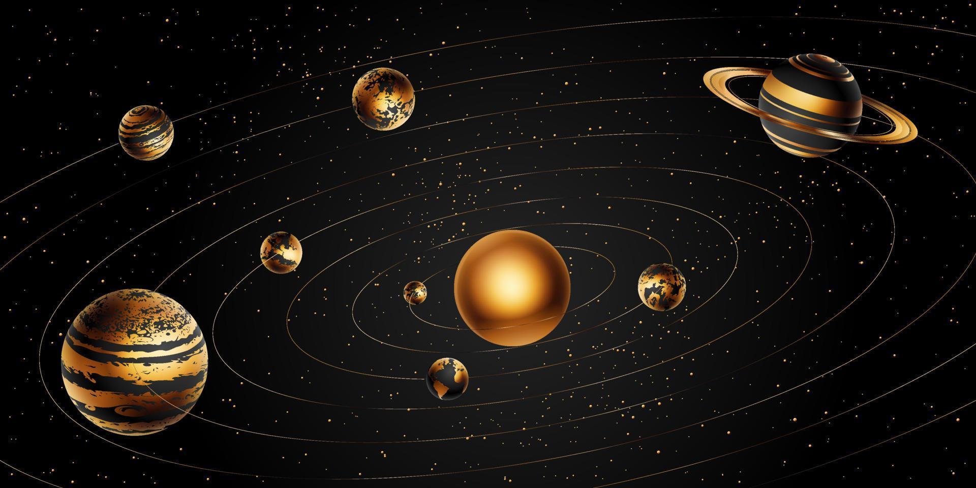 Fantasy artwork solar system. Stock vector 3d illustration.