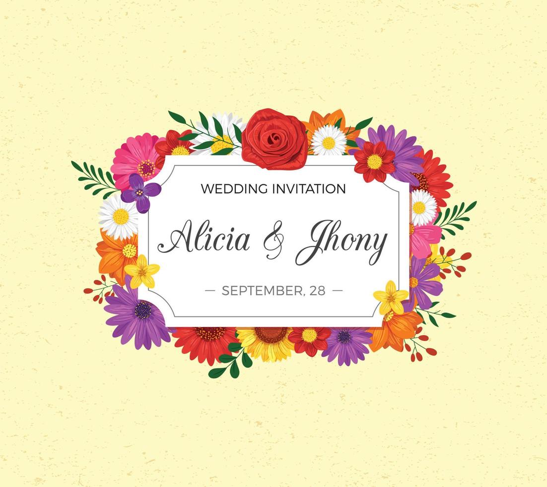 Floral Frame for Wedding Invitation vector