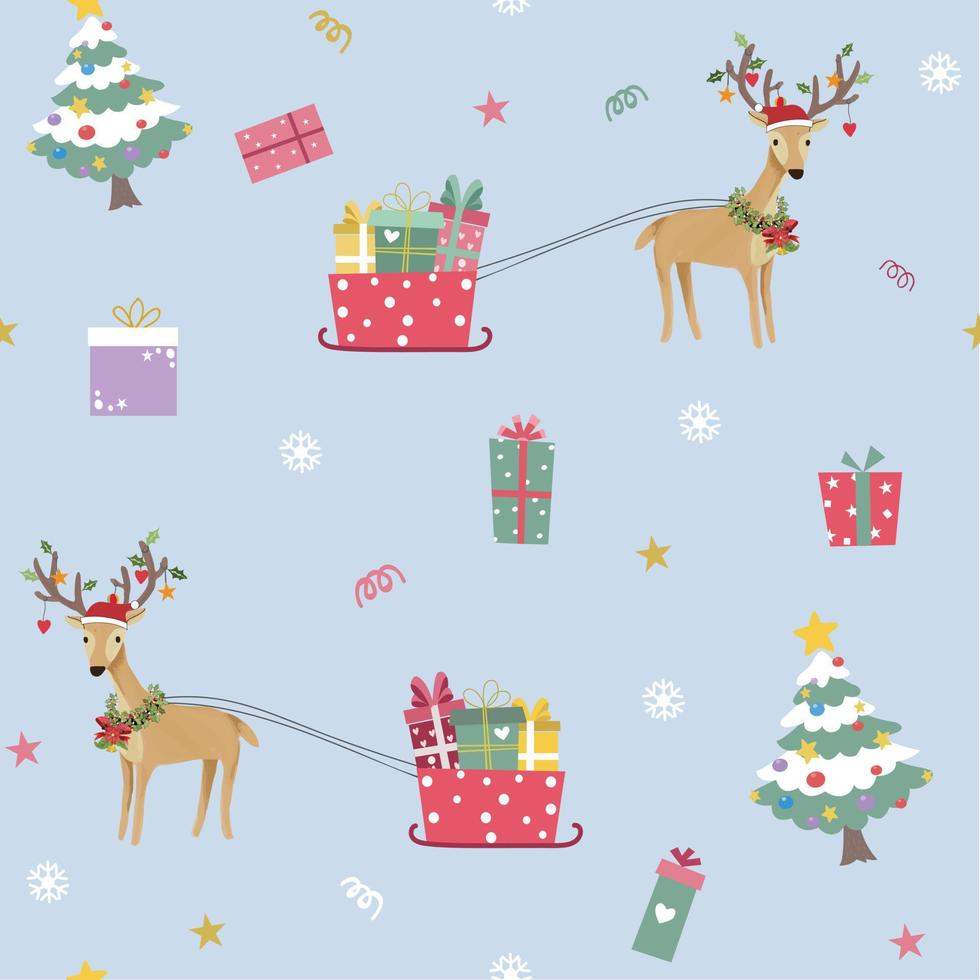 Cute reindeer on christmas day seamless pattern vector