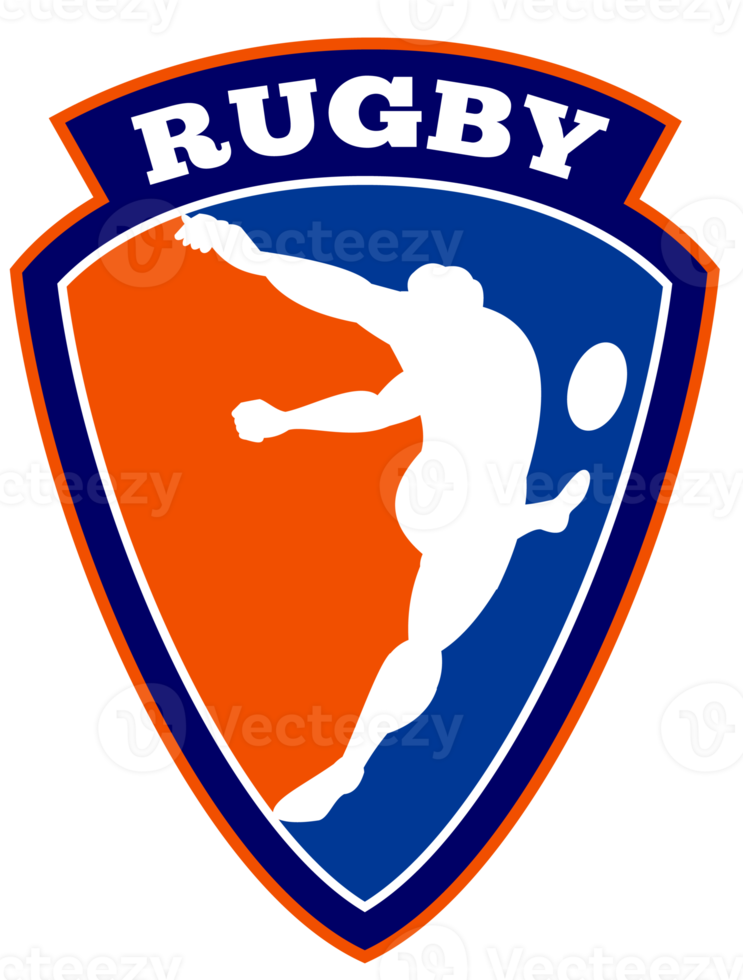 rugby player kicking ball shield png