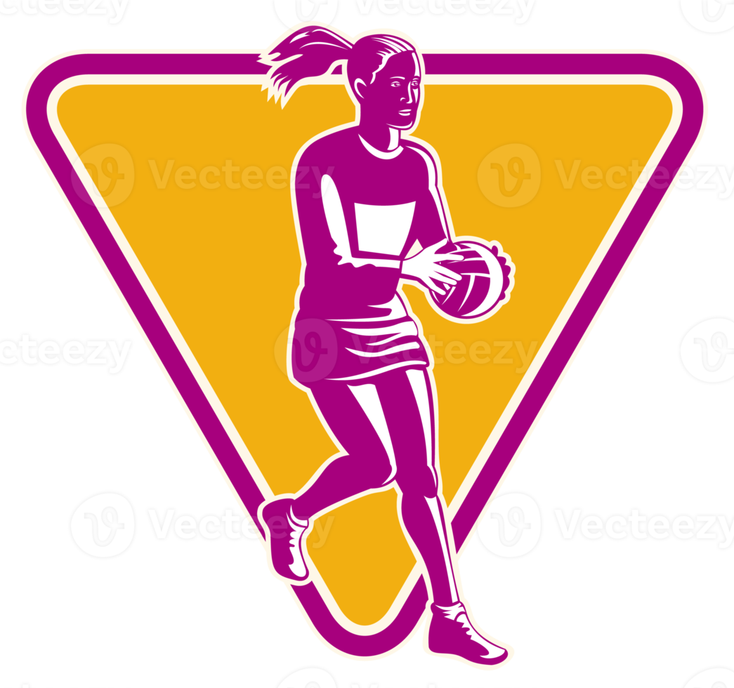 netball player ready to pass ball png