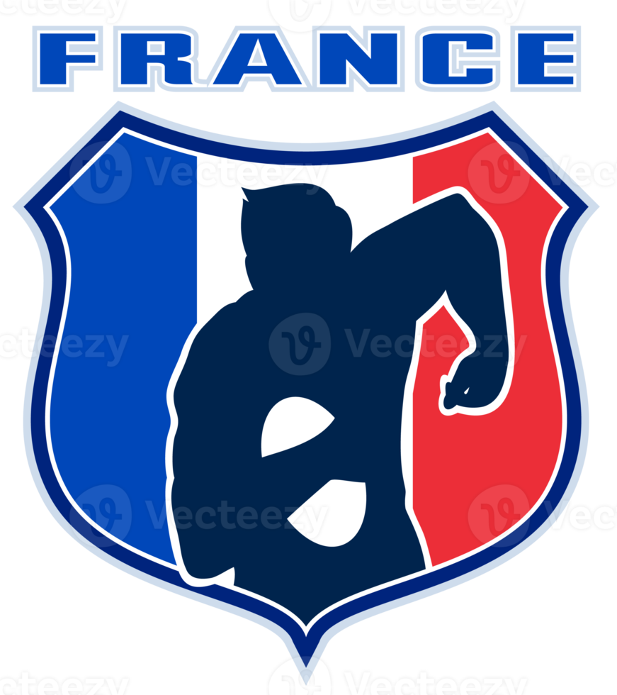 rugby player france flag shield png