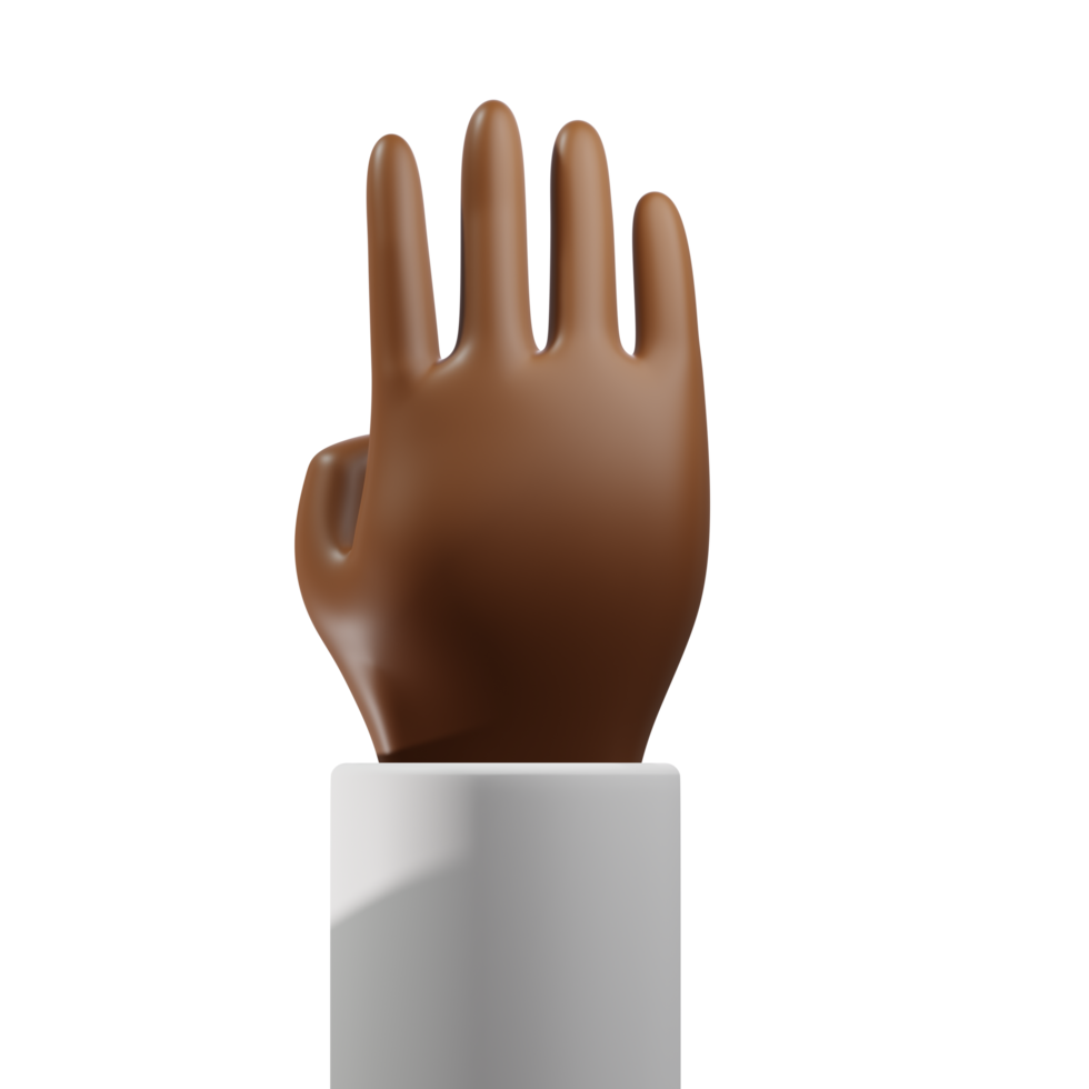 4 dedos hacia arriba con el pulgar hacia abajo 3d mano africana vista posterior png