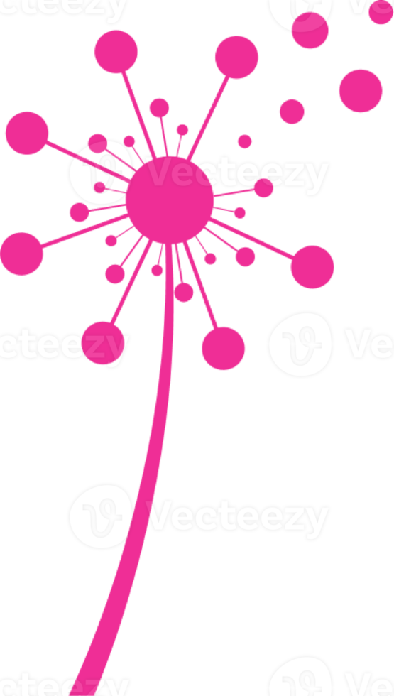 Dandelion pink wind blowing scattered. png