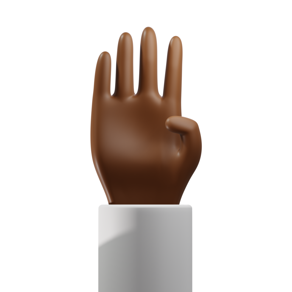 4 dita su con pollice giù 3d africano mano davanti Visualizza png