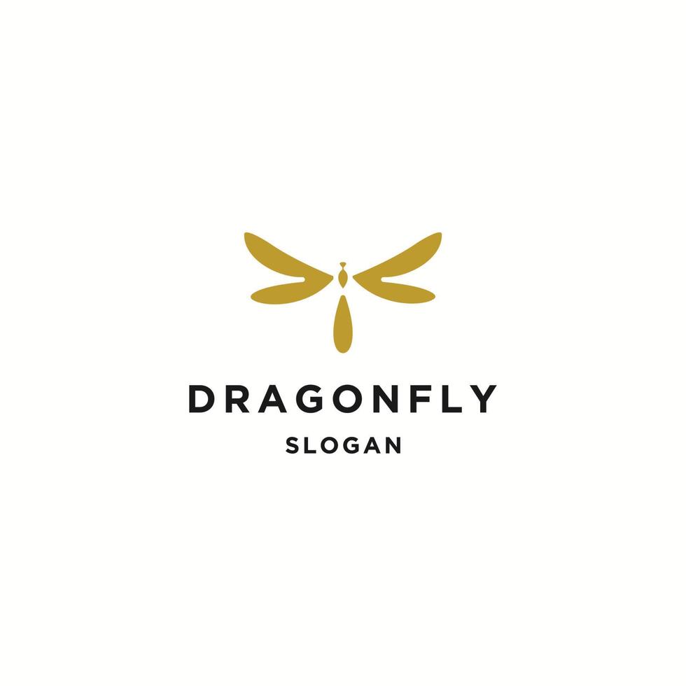 Dragonfly logo icon flat design template vector