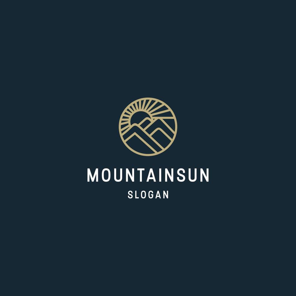 Mountain sun logo icon design template vector