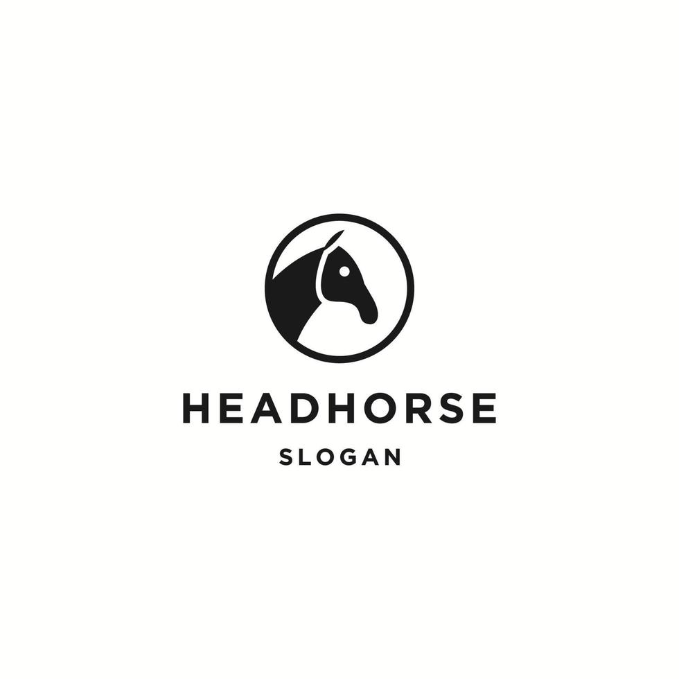Head horse logo icon flat design template vector