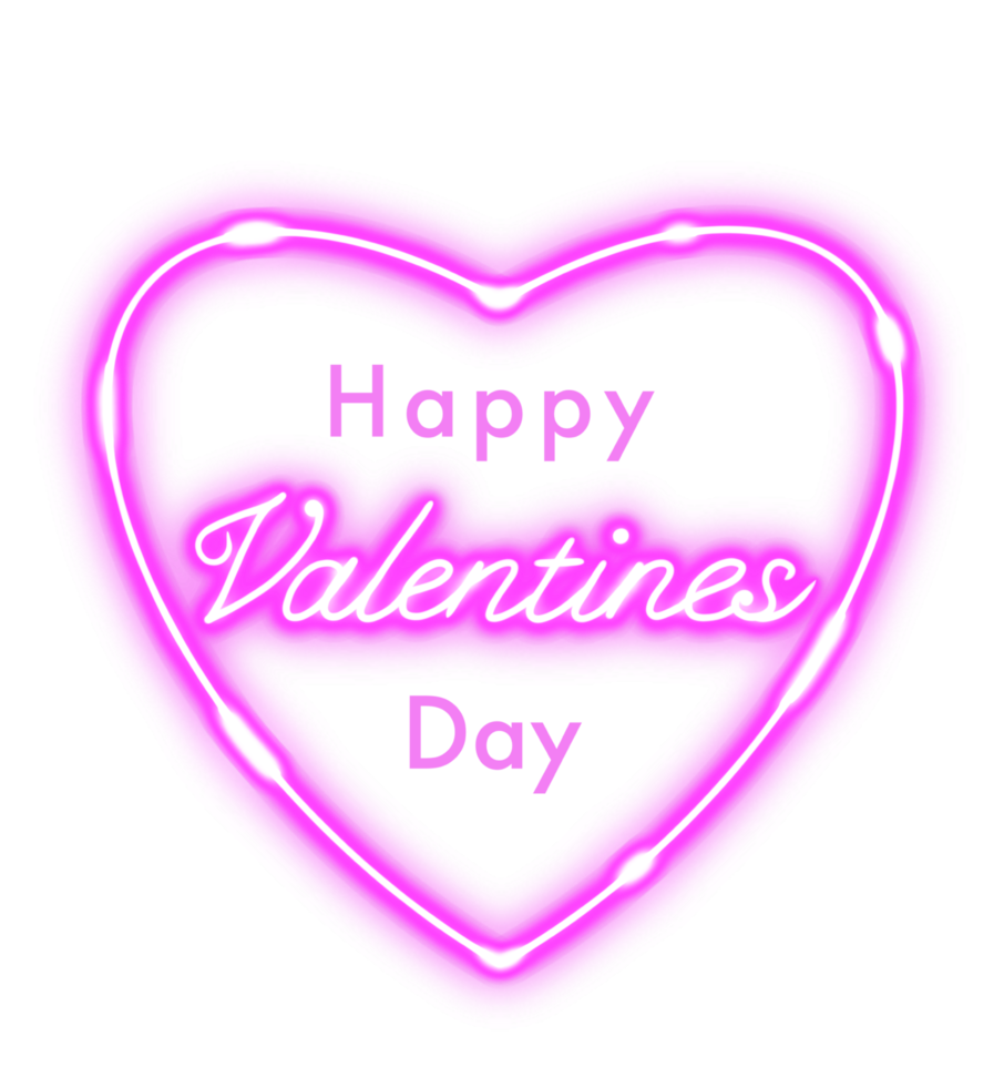 Happy valentine's day with love day lettering heart neon on transparent background png