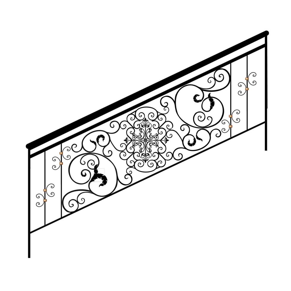 SKETCH metal railings. Forged element. Fence or fence. Artistic forging vector