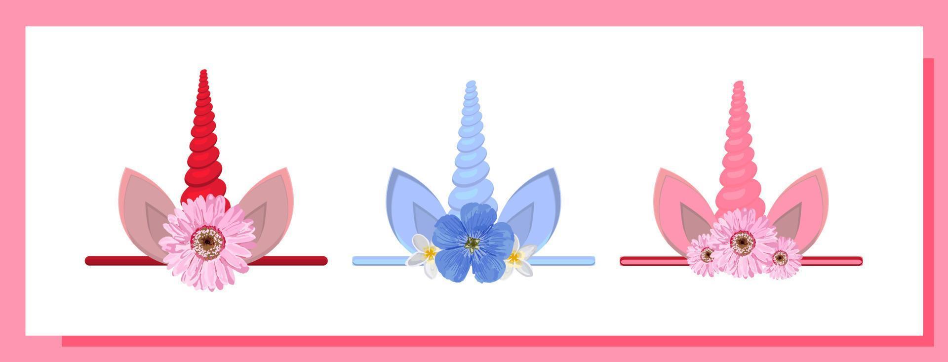 Children's hat unicorn. HORN unicorn hair ornament. Vector illustration.