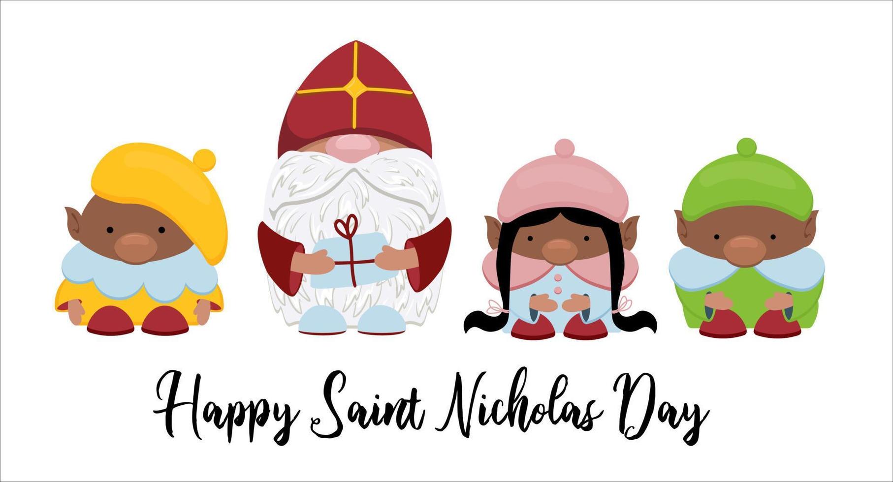 poster for St. Nicholas Day character. Winter children s holiday. vector
