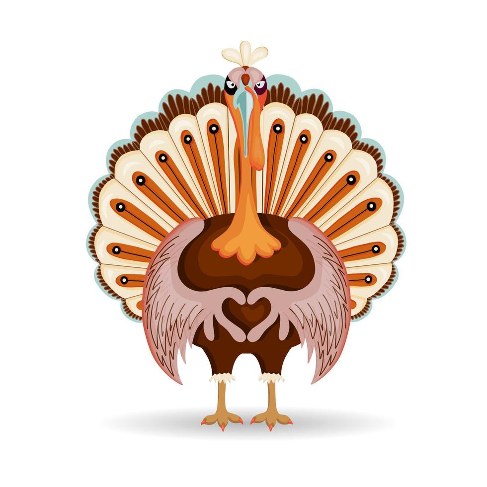 cartel para el personaje del día de acción de gracias. vacaciones de cena familiar de otoño. Turquía vector