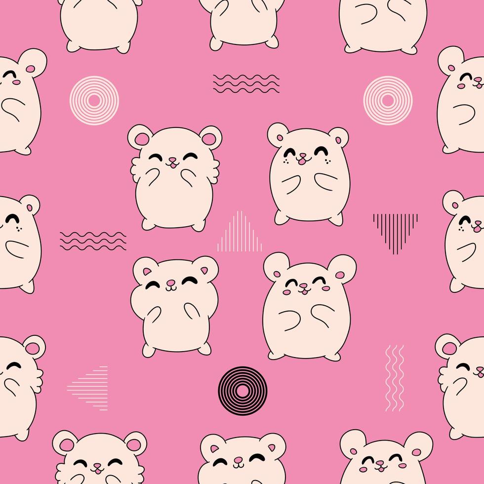 hamster lovely cute mascot characters seamless pattern premium vector