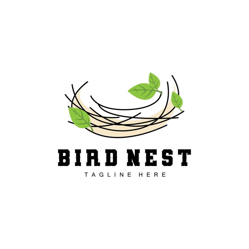 Bird's Nest Logo Design, Bird House Vector For Eggs, Bird Tree Logo Illustration