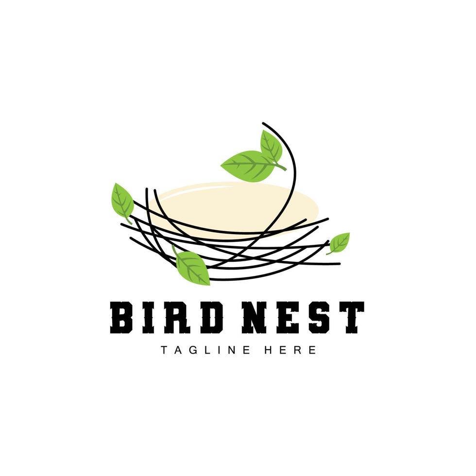 Bird's Nest Logo Design, Bird House Vector For Eggs, Bird Tree Logo Illustration