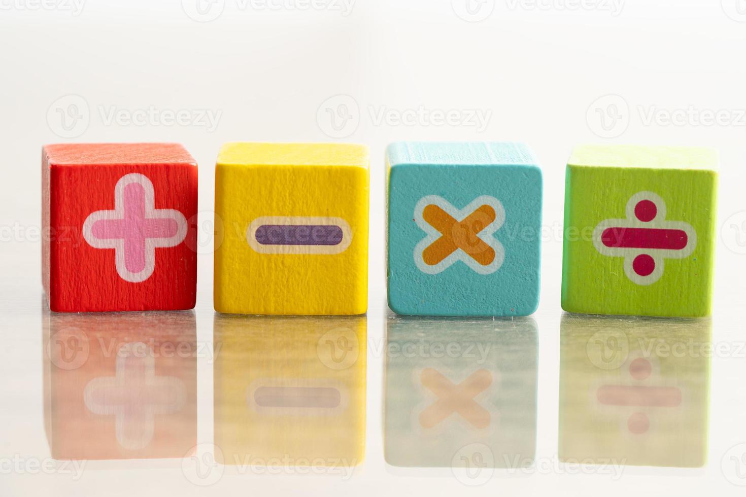 Math number colorful on white background, education study mathematics learning teach concept. photo