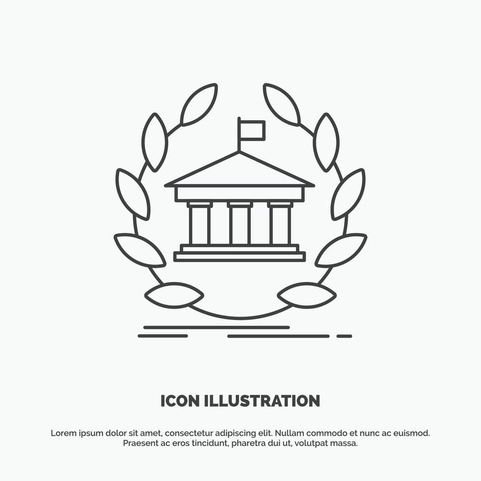 bank. banking. online. university. building. education Icon. Line vector gray symbol for UI and UX. website or mobile application