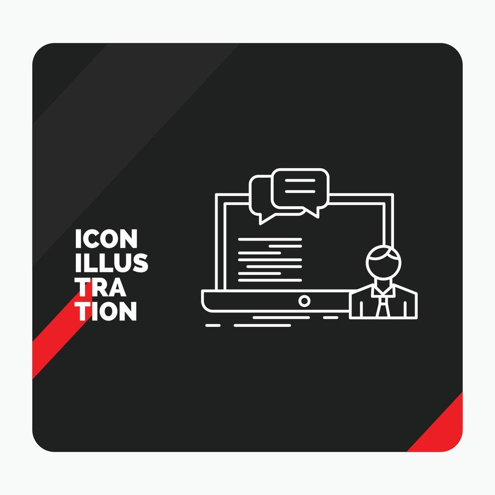 Red and Black Creative presentation Background for training. course. online. computer. chat Line Icon vector
