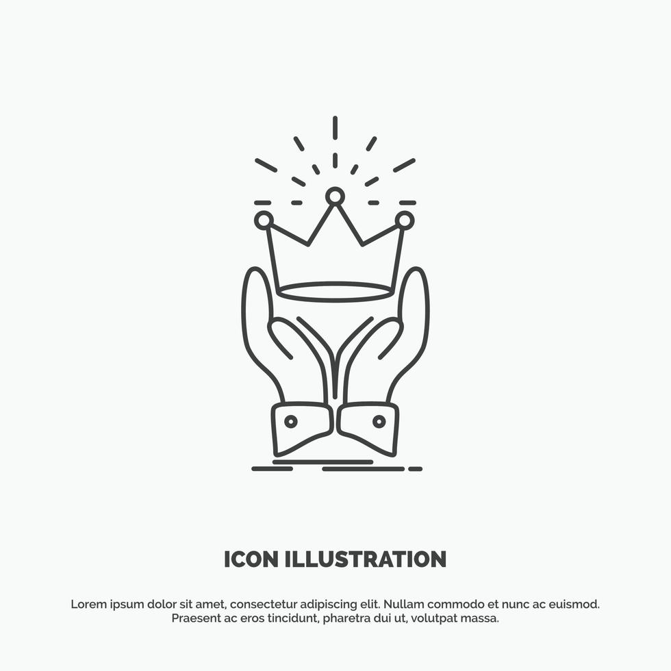 Crown. honor. king. market. royal Icon. Line vector gray symbol for UI and UX. website or mobile application