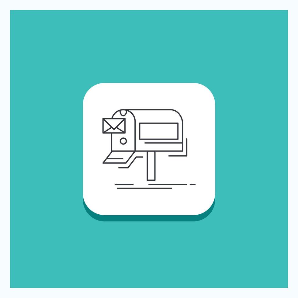 Round Button for campaigns. email. marketing. newsletter. mail Line icon Turquoise Background vector